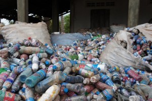 Plastic Bottles used for filler in walls of rural homes